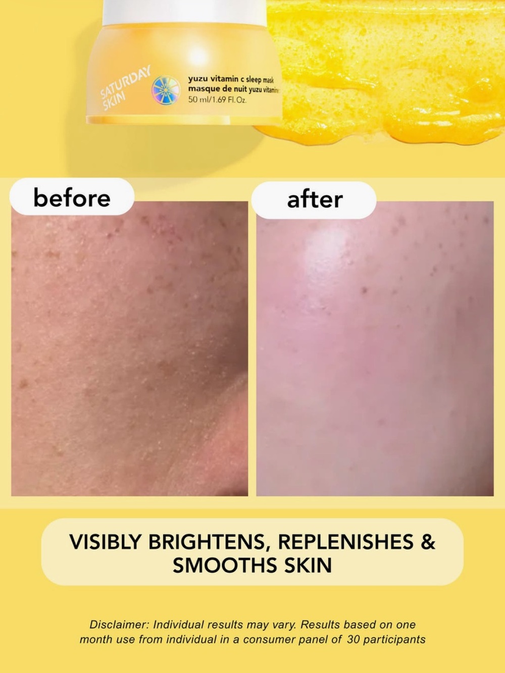 Saturday Skin Yuzu Vitamin C Sleep Mask — Pink & Yellow - Picture 7 of 10